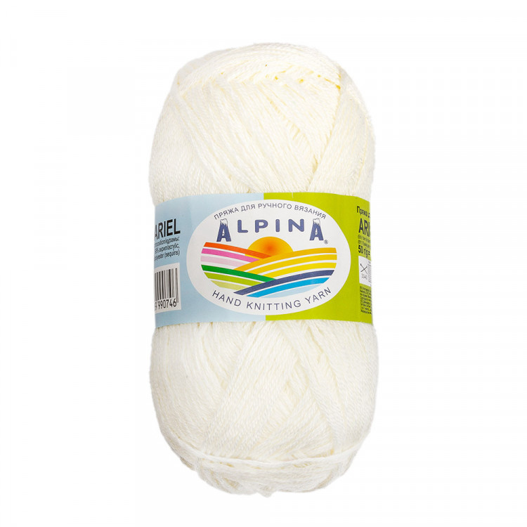 Пряжа ALPINA ARIEL №02 экрю 98% акрил, 2% пайетки 10 шт х 50 гр, 150 м +/- 10 м