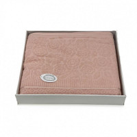 Плед из хлопка махровый KARVEN P959 ROSE V13 пудра 220х240