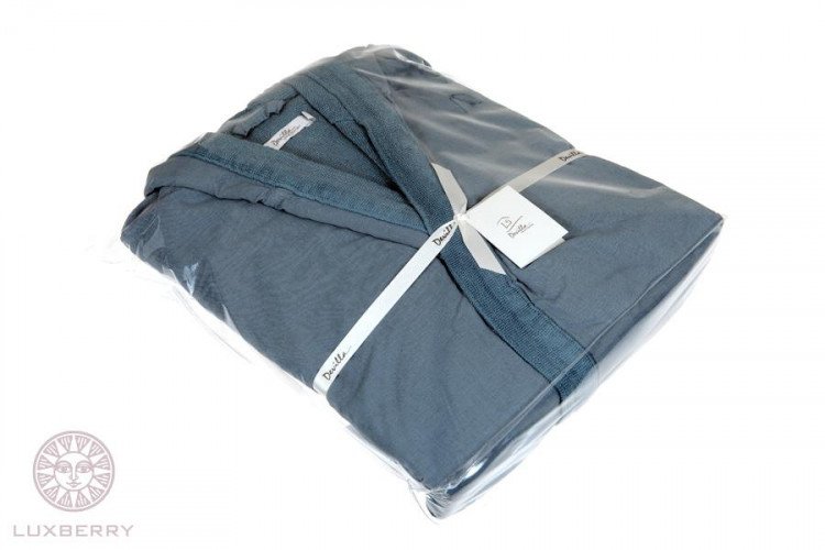 Халат банный унисекс из хлопка и льна DEVILLA 03561 SENSES индиго S