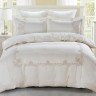 Постельное белье из макосатина с вышивкой KARNA VALENCIA кремовое евро