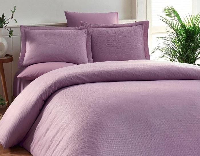 Постельное белье из бамбука с хлопком KARNA RUYA светлая лаванда евро