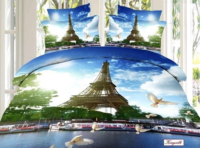 Постельное белье KINGSILK ЭЙФЕЛЕВА БАШНЯ 3D евро