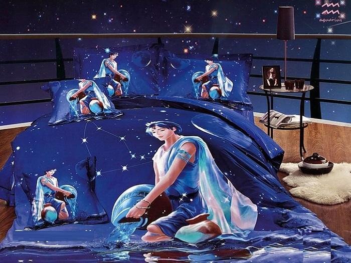 Постельное белье из сатина TANGO ЗНАКИ ЗОДИАКА ВОДОЛЕЙ 50х70 (2шт) и 70х70 (2шт) евро