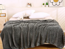Плед фланелевый CRISTELLE STRIPE PREMIUM темно-серый 150х200