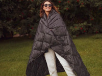 Дорожный плед-пончо пуховый GERMAN GRASS Travel Cape Plaid Grass Dark Grey 130х170