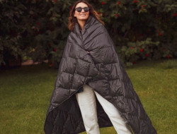 Дорожный плед-пончо пуховый GERMAN GRASS Travel Cape Plaid Grass Dark Grey 130х170