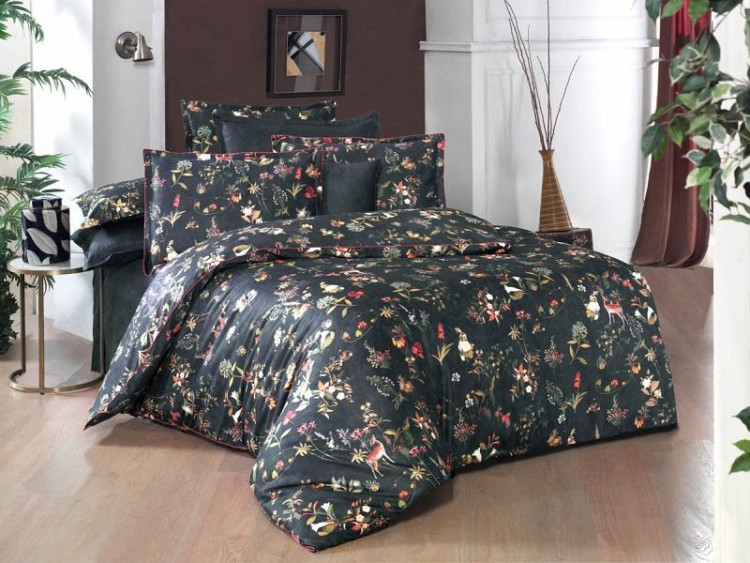 Постельное белье из сатина де люкс SAREV 300TC N083 JENNY V1-ANTRASITE 50х70 (2шт), 70х70 (2шт) семейное