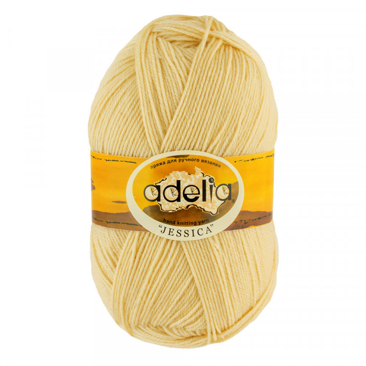 Пряжа ADELIA JESSICA №03 желтая 67% шерсть, 33% полиэстер, 5 шт х 100 гр, 260 м +/- 10 м