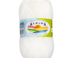 Пряжа ALPINA ARIEL №01 белая 98% акрил, 2% пайетки 10 шт х 50 гр, 150 м +/- 10 м