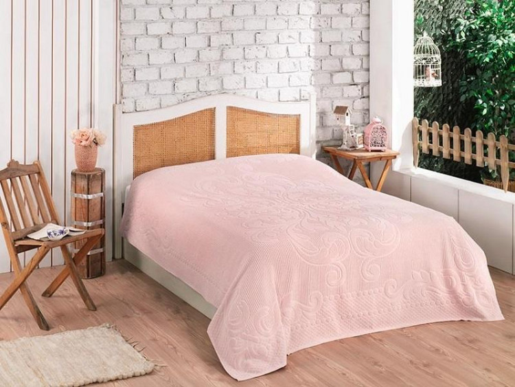 Плед из хлопка махровый KARVEN P960 ESTER V13 пудра 160х220