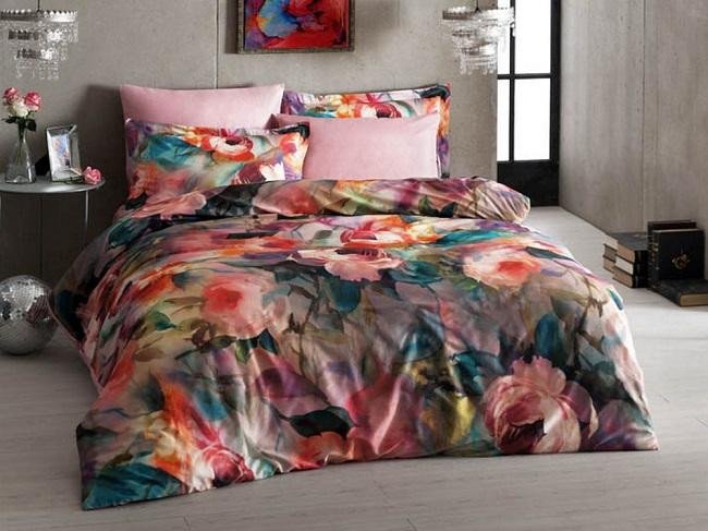 Постельное белье из сатина TAC DELUX PREMIUM DIGITAL JOEL пудра евро