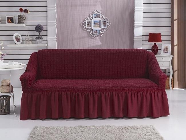 Чехол на двухместный диван BULSAN бордовый