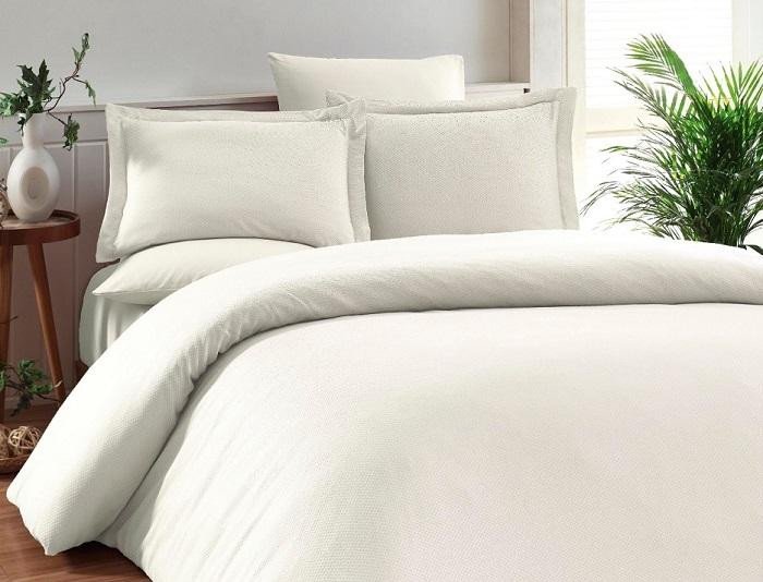 Постельное белье из бамбука с хлопком KARNA RUYA экрю евро