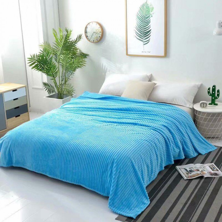 Плед однотонный фланелевый TANGO STRIPE ST-6 голубой 150х200