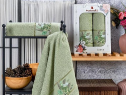 Набор полотенец махровых MARIA зеленый 50х90, 70х140 в коробке