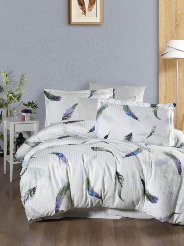 Постельное белье из страйп сатина с цветным принтом KARVEN N250-SB011 50х70 (2шт), 70х70 (2шт) евро