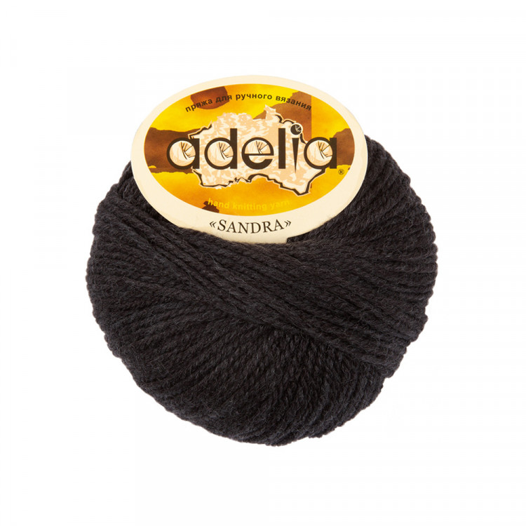 Пряжа ADELIA SANDRA №01 черная 50% шерсть, 50% акрил, 10 шт х 50 гр, 90 м +/- 4 м
