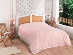 Плед из хлопка махровый KARVEN P961 ESTER V13 пудра 220х240