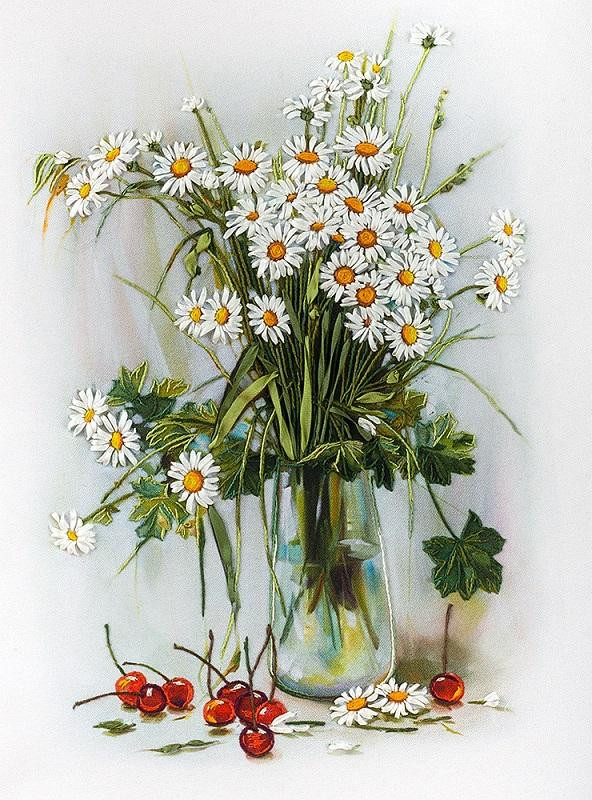 Набор для вышивания PANNA Живая картина JK-2036 РОМАШКИ И ВИШНИ 21,5х30