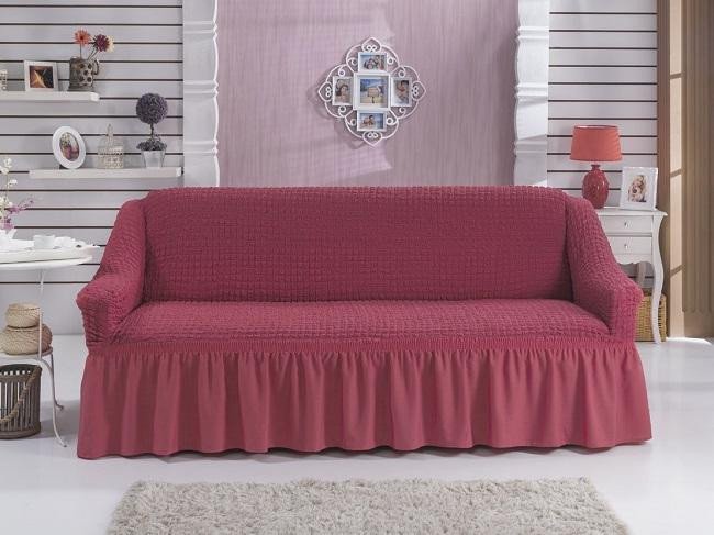 Чехол на двухместный диван BULSAN брусничный