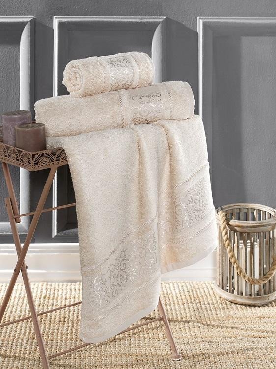 Полотенце бамбуковое с хлопком KARNA ARMOND бежевое 90х150