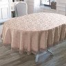 Скатерть жаккардовая с гипюром овальная KARNA KDK пудра 160x220