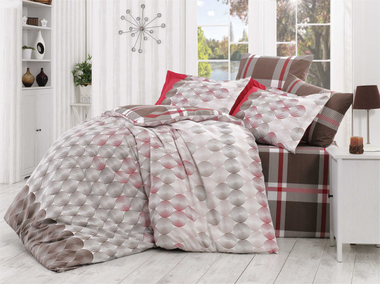 Постельное белье из поплина HOBBY HOME BELEN коричневое 2-спальное