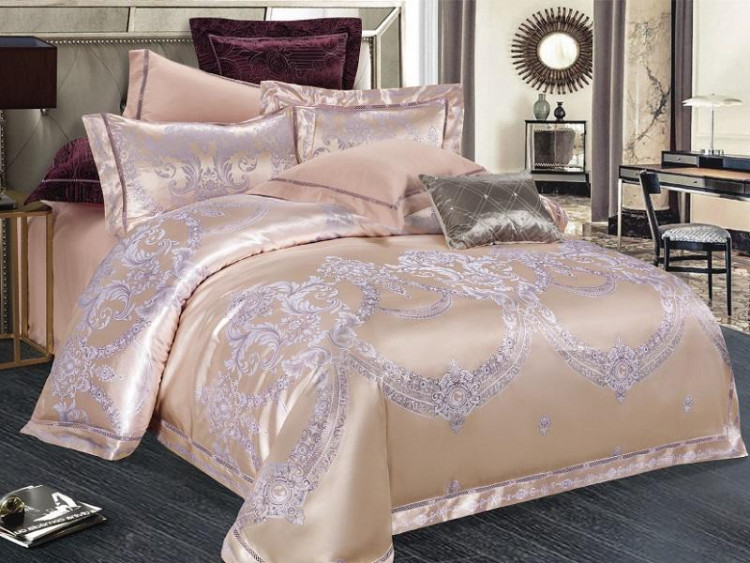 Постельное белье из жаккарда с оборкой KARVEN N008-612 50х70 (2шт), 70х70 (2шт) евро
