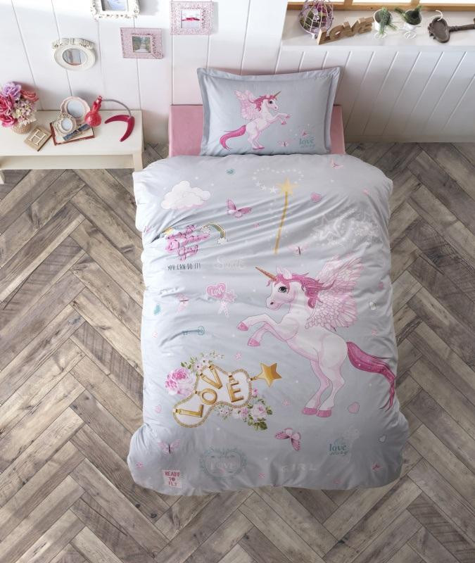 Постельное белье подростковое из ранфорса KARVEN YOUNG STYLE N022/1 PEGASUS MINT V-1 50х70 (1шт), 70х70 (1шт)