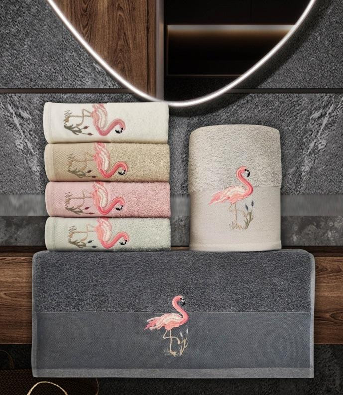Набор полотенец махровых хлопковых KARVEN VIP COTTON H3260 FLAMINGO 50х90 (6шт)