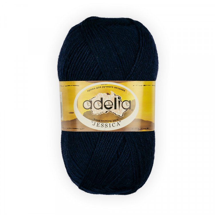 Пряжа ADELIA JESSICA №12 темно-синяя 67% шерсть, 33% полиэстер, 5 шт х 100 гр, 260 м +/- 10 м