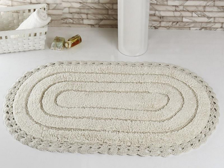 Коврик для ванной хлопковый овальный KARNA YANA кремовый 60х100