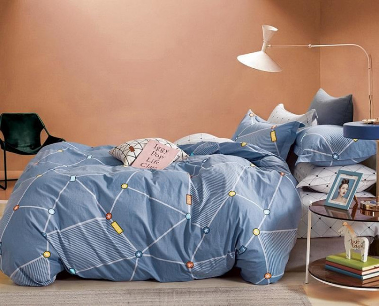 Постельное белье двухстороннее из твил-сатина SAILID BP-117-1 1,5-спальное