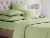 Простыня на резинке из сатина SAILID SL-7-140 светло-зеленая 140х200х25