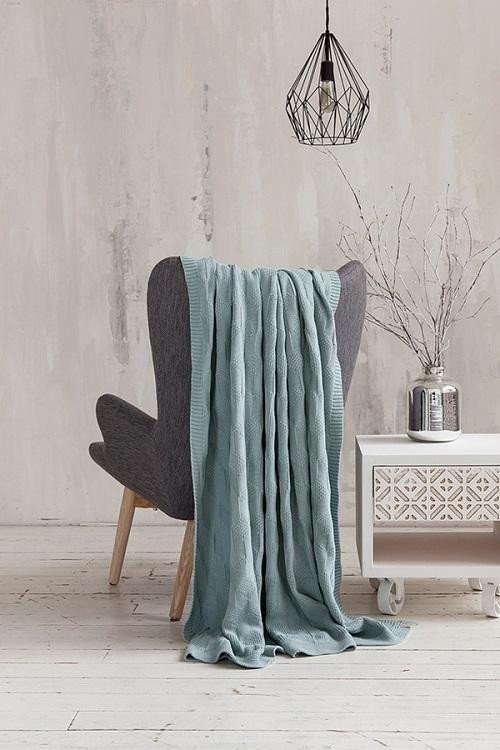 Плед хлопковый LUXBERRY 06198 LUX 61 голубая ель 150х200