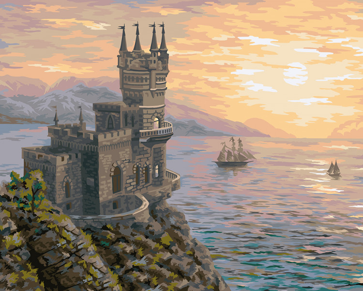 Набор для раскрашивания по номерам ФРЕЯ PNB/R1 №144 Ласточкино гнездо. Утро 50х40 см