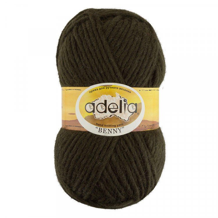 Пряжа ADELIA BENNY №769 хаки 100% шерсть, 5 шт х 100 гр, 96 м +/- 5 м