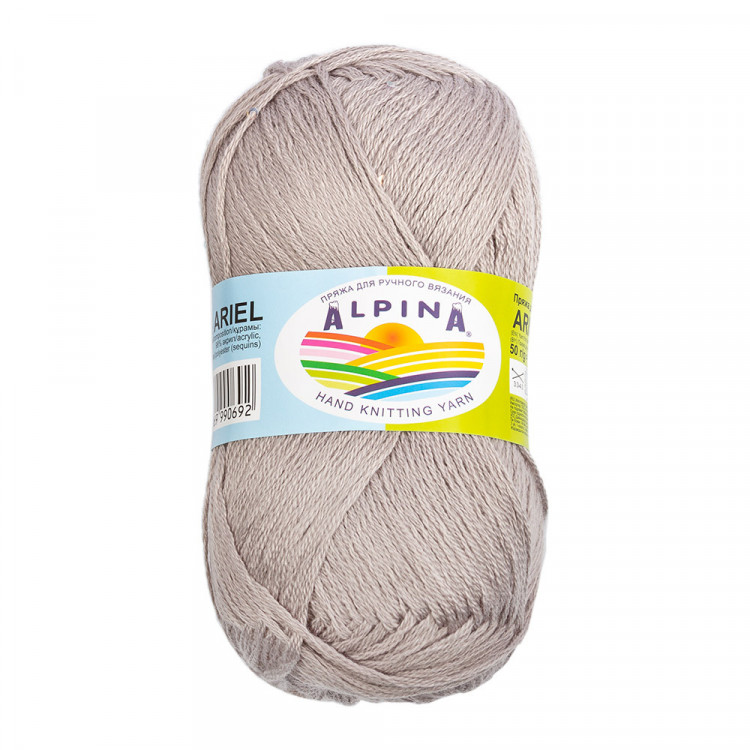 Пряжа ALPINA ARIEL №08 светло-серая 98% акрил, 2% пайетки 10 шт х 50 гр, 150 м +/- 10 м