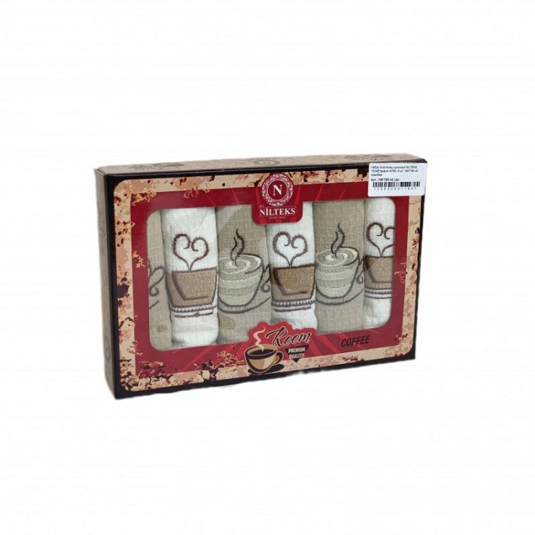 Набор кухонных полотенец вафельных хлопковых NILTEKS HM745 КОФЕ V2 40х60 (6шт)