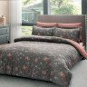 Постельное белье из сатина люкс TAC DELUX PREMIUM DIGITAL ROSA серо-терракотовое евро