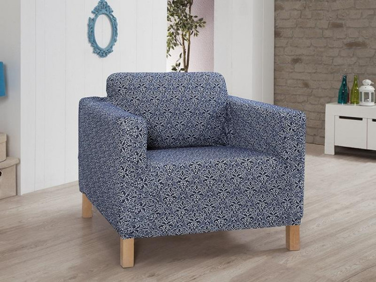 Чехол на кресло из хлопка и полиэстера KARNA VERONA синий