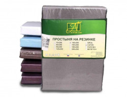 Простыня на резинке из сатина АЛЬВИТЕК темно-серая 160х200х25