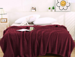 Плед фланелевый CRISTELLE STRIPE PREMIUM бордо 150х200