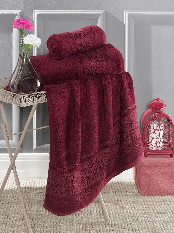 Полотенце бамбуковое с хлопком KARNA ARMOND бордовое 70х140