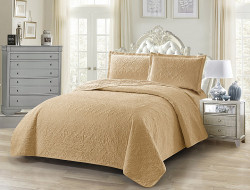 Покрывало с наволочками тонкое велюровое TANGO CASABLANCA бежевое 230х250