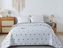 Покрывало стеганое из полисатина TANGO SIESTA Сердечки на белом 220х240