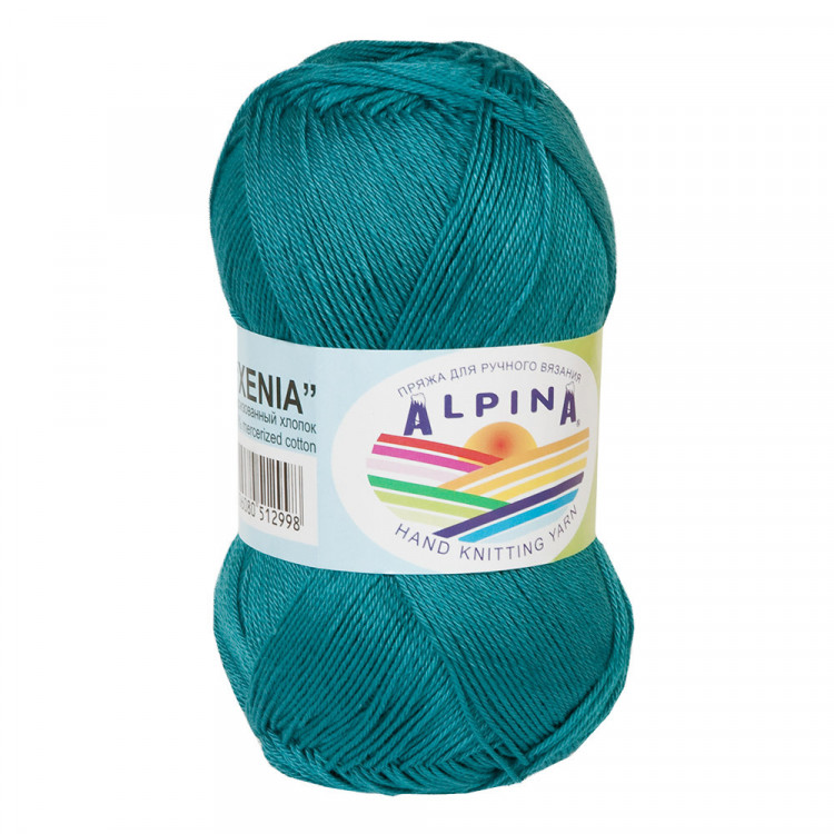 Пряжа ALPINA XENIA №120 темно-бирюзовая 100% мерсеризованный хлопок 10 шт х 50 гр, 240 м +/- 10 м