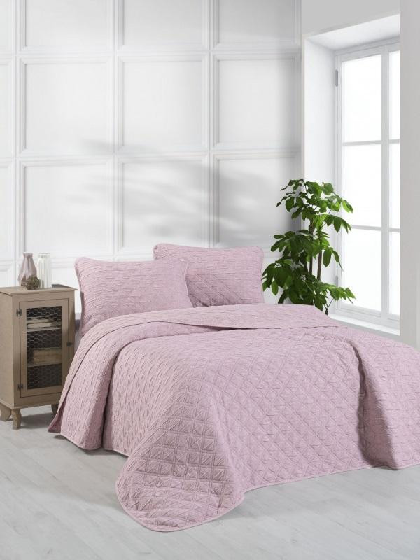 Покрывало тонкое из хлопка и микрофибры KARVEN Y837 MUSLIN BAKLAVA V3 персиковое 240х250 с наволочками 50х70 (2шт)