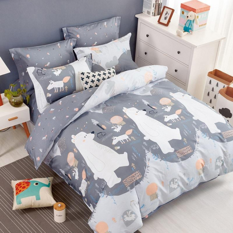 Постельное белье двухстороннее из твила в ПВХ TANGO мишки на севере 50х70 (2шт) евро