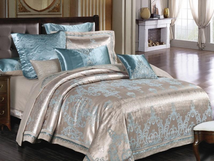 Постельное белье из жаккарда с оборкой KARVEN N008-636 50х70 (2шт), 70х70 (2шт) евро